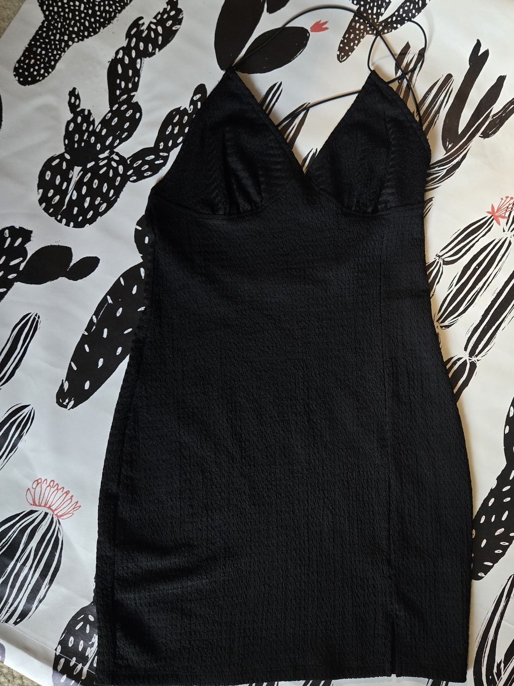 H&M Divided Black Crinkle Textured Mini Dress - Size M